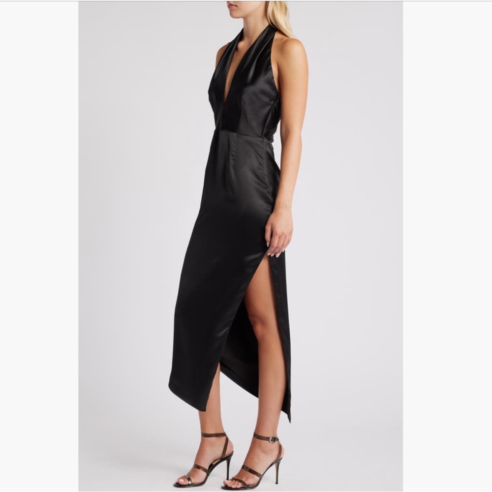 Lulu’s Glamorous Desires asymmetric Halter Dress sz M